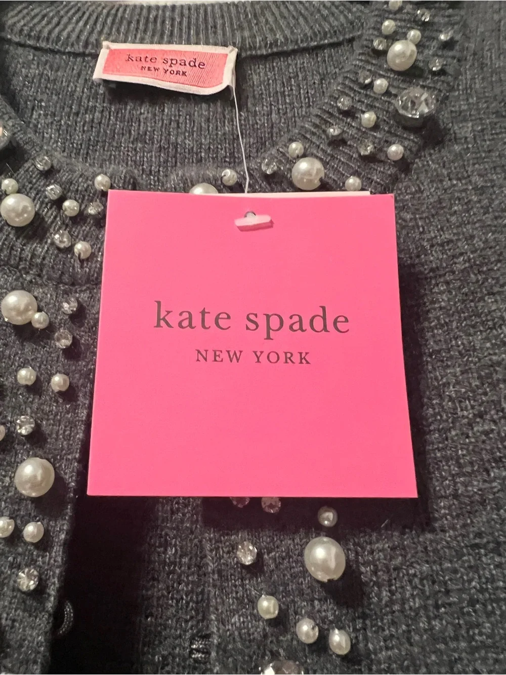 Kate Spade New York Pearl Rhinestone Cardigan Sweater